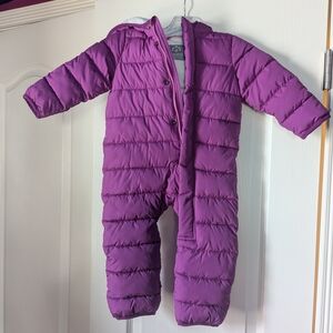 Primary Purple Quilted Hooded Puffer One-Piece
